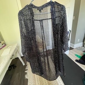 polkadot mesh cardigan